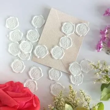 Elegant 50 Pcs Adhesive White Rose Wax Seal Stickers