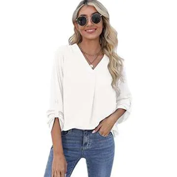 QUEZHU Women's Chiffon Blouse - Elegant & Versatile Design