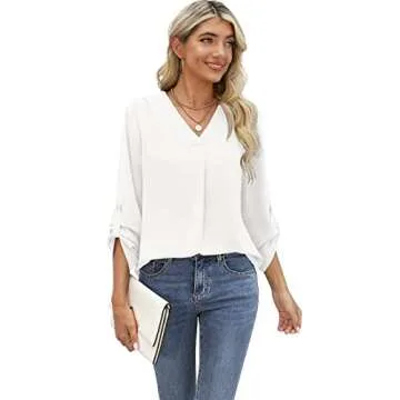 QUEZHU Women's Chiffon Blouse - Elegant & Versatile Design