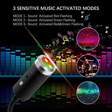 USB Star Night Light Projector, 9 Functional Modes & 24 Lighting Effects, Sound Activated Strobe, Adjustable Romantic Decorations Special Night Light for Room Car Home Bedroom Party Hotel (Blue&Red)