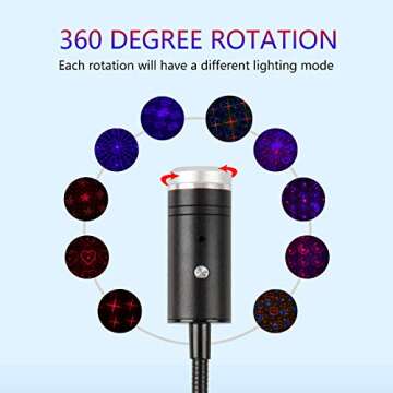 USB Star Night Light Projector, 9 Functional Modes & 24 Lighting Effects, Sound Activated Strobe, Adjustable Romantic Decorations Special Night Light for Room Car Home Bedroom Party Hotel (Blue&Red)