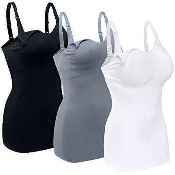 DAISITY Womens Maternity Nursing Tank Cami for Breastfeeding with Adjustable Straps