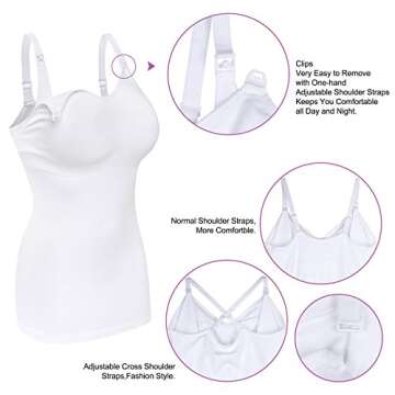 DAISITY Womens Maternity Nursing Tank Cami for Breastfeeding with Adjustable Straps