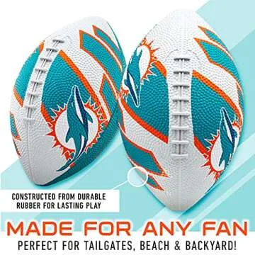 Franklin Sports NFL Miami Dolphins Football - Youth Football - Mini 8.5" Rubber Ball - Perfect for K...