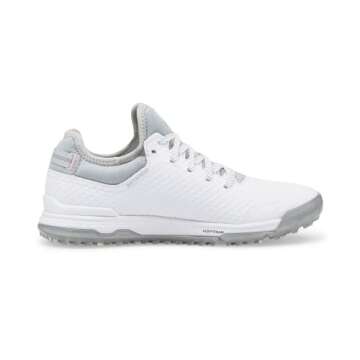 Puma Golf Women's Proadapt Alphacat Golf Shoe, Puma White-Puma Silver-Pink Lady, 7.5