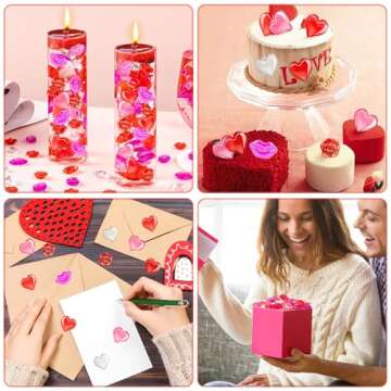 ZHWKMYP 260Pcs Valentine's Day Vase Filler, Mini Acrylic Pink Red Heart Rose Gems for Centerpieces Table Decorations, Valentines Day Fillers Decor for Vases
