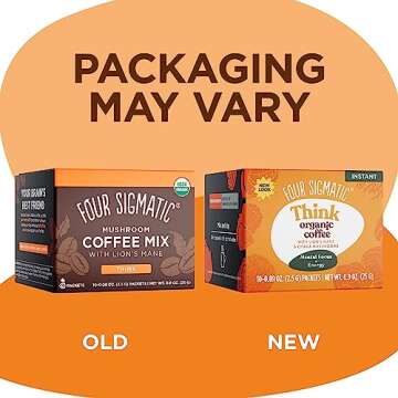 Organic Instant Coffee Powder by Four Sigmatic | Arabica Instant Coffee Singles with Lion's Mane, Ch...