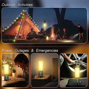 Color String Lights + Camping Lantern Flashlight: 33FT Camping String Lights with 4000mAh Power Bank, Waterproof LED Camping Lights, Portable Tent Lights for Camping Power Outage Emergency Home