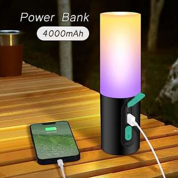 Color String Lights + Camping Lantern Flashlight: 33FT Camping String Lights with 4000mAh Power Bank, Waterproof LED Camping Lights, Portable Tent Lights for Camping Power Outage Emergency Home