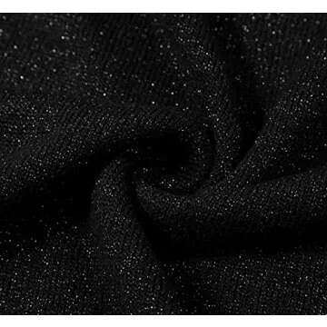 DUTUT Women's Long Sleeve Glitter Tops Crewneck Pullover Sweater Basic Casual Solid Color Tunic Tops Fall Soft Sweater Black