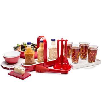 Zak Designs, White Rectangle Melamine Serving, Easy to Hold with Modular Design, Perfect Kitchen Dinnerware for Indoor/Outdoor Activities, MeeMe Large Tray