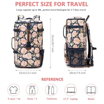 G-FAVOR 40L Carry On Travel Backpack for All Occasions