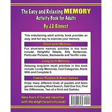 The Easy and Relaxing Memory Activity Book for Adults: Includes Relaxing Memory Activities, Easy Puz...