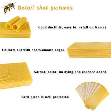 Cocaburra 30 Pcs Beeswax Sheets, Beeswax Foundation Sheets 16-1/3 inch x 7-2/3 inch, Beeswax for Candle Making Natural Beeswax Sheets for Candle Making (41.5cm x 19.5cm)