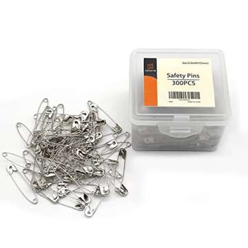 300 PCS Safety Pin,2.2Inch/54mm Safety Pins Bulk,Safety Pin, Small Safety Pins with a Convenient Box,Safety Pins for Clothes Home Office