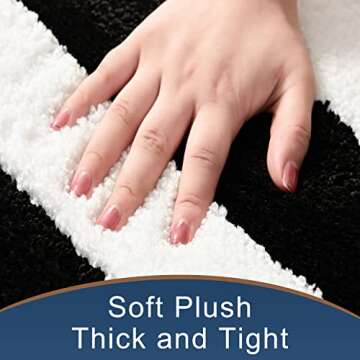 Black and White Bathroom Rugs, Bath Letters Non Slip Bathroom Mat, Soft Absorbent Cute Bath Mat, Mac...