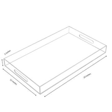 Clear Sturdy Acrylic Serving Tray with Handles-12x20Inch-Serving Coffee,Appetizer,Breakfast,Butler-K...