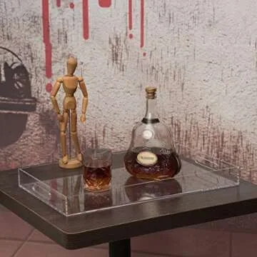 Clear Sturdy Acrylic Serving Tray with Handles-12x20Inch-Serving Coffee,Appetizer,Breakfast,Butler-Kitchen Countertop Tray-Makeup Drawer Organizer-Vanity Table Tray-Ottoman Tray-Decorative Tray