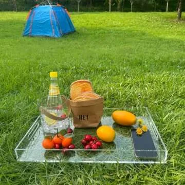Clear Sturdy Acrylic Serving Tray with Handles-12x20Inch-Serving Coffee,Appetizer,Breakfast,Butler-Kitchen Countertop Tray-Makeup Drawer Organizer-Vanity Table Tray-Ottoman Tray-Decorative Tray