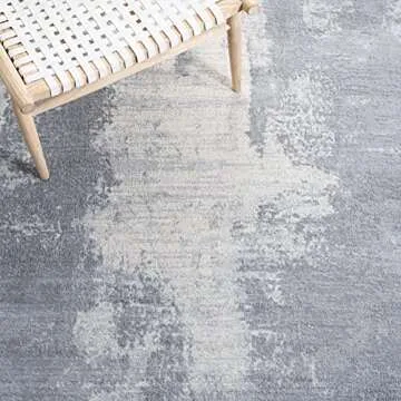 SAFAVIEH Jasper Collection 6'7" Square Light Grey/Ivory JSP101F Modern Abstract Non-Shedding Living Room Bedroom Dining Home Office Area Rug