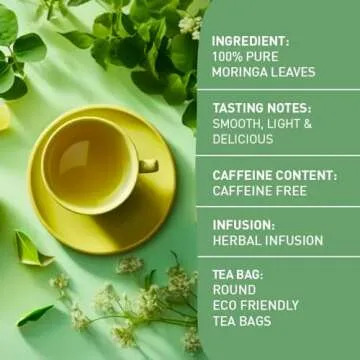 Organic Moringa Tea Bags - Pure, Non-GMO, 100 Count