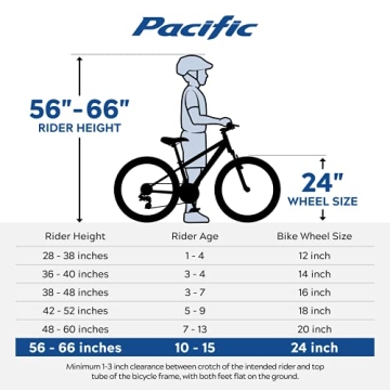 Pacific Mountain Sport Youth Adult Hardtail Bike 24-Inch 18 Speed