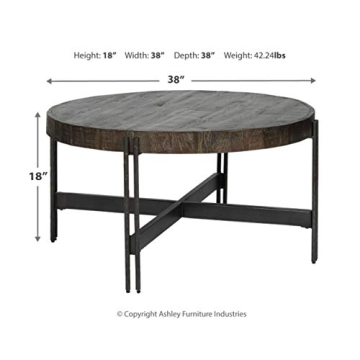 Signature Design by Ashley Jillenhurst Round Cocktail Table, Dark Brown