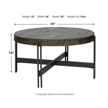 Signature Design by Ashley Jillenhurst Round Cocktail Table, Dark Brown