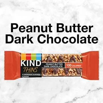 KIND THINS Peanut Butter Dark Chocolate Bars, Gluten Free Snacks, 4g Sugar, 0.74 OZ Bars (60 Count)