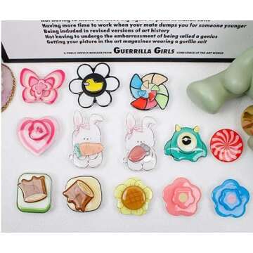 GRIPONG Cute Swappable Expandable and Spinnable Mobile Phone Grip Stand for Phones and Tablets - Acrylic Spinner Accessory (Pink Butterfly Spinner)