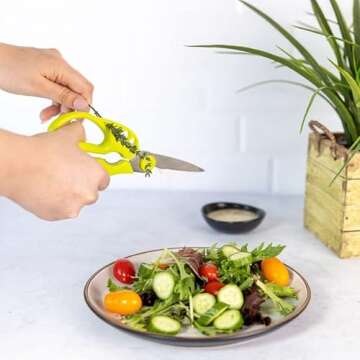 KitchInventions Strip-n-Snip™ - Herb Stripping Multi-use Scissors with Stainless Steel Blades (Green)