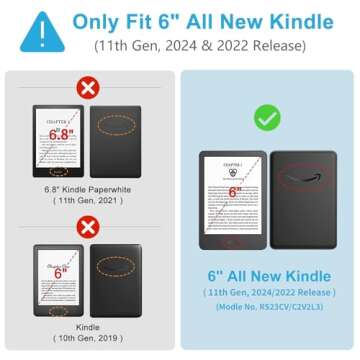 TaIYanG Case for 6" All-New Kindle (11th Generation 2024 & 2022 Release), Lightweight Slim Smart PU ...