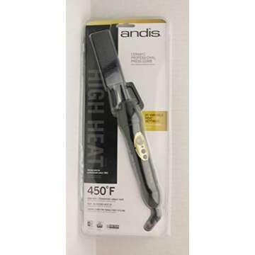 Andis 38330 Professional Heat Ceramic Press Comb for Hair, Straightener - Dual Voltage - 20 Adjustab...