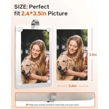ESVNE 2Pcs Car Picture Holder for Visor Magnetic Picture Frame for 3 Inch Photos, Car Sun Visor Phot...