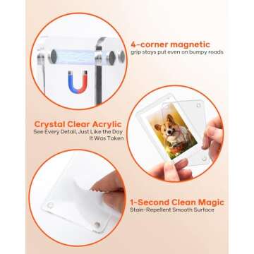 ESVNE Magnetic Car Picture Holder for 3 Inch Photos