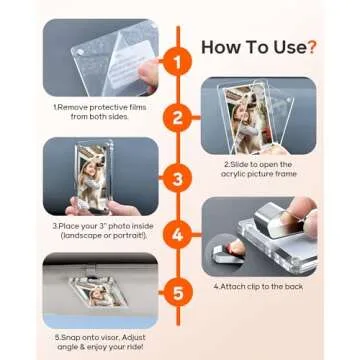 ESVNE Magnetic Car Picture Holder for 3 Inch Photos