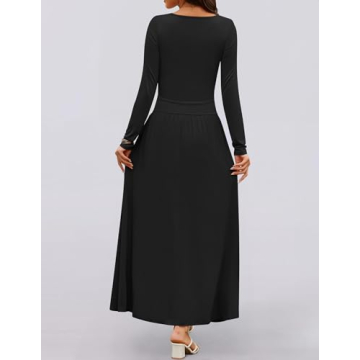 ZESICA Elegant Women's Long Sleeve Maxi Dress with Pockets