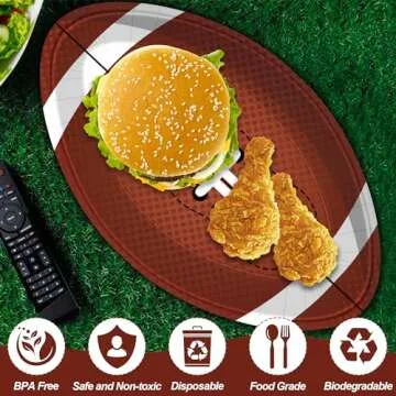 QZYL 50 PCS Football Plates, Football Party Plates, Football Shaped Disposable Paper Plates, Touchdown Party Plates, Football Party Supplies for Football Decorations Sports Birthday Decoration