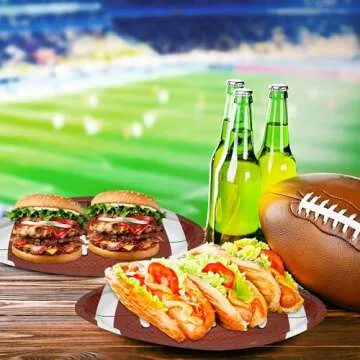 QZYL 50 PCS Football Plates, Football Party Plates, Football Shaped Disposable Paper Plates, Touchdown Party Plates, Football Party Supplies for Football Decorations Sports Birthday Decoration