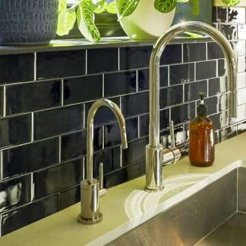 Art3d Peel and Stick Backsplash, 10-Pack Thickened Stick on Subway Tiles, Faux Ceramic Tiles for Kitchen, Bathroom, Black