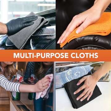 Arkwright Microfiber Cleaning Cloths - (Pack of 12) Lint & Streak-Free Drying Wash Towels, 320 GSM Super Absorbent & Quick Dry, Perfect Cleaner for Car, Glass, and Window, 12 x 12 in, Blue