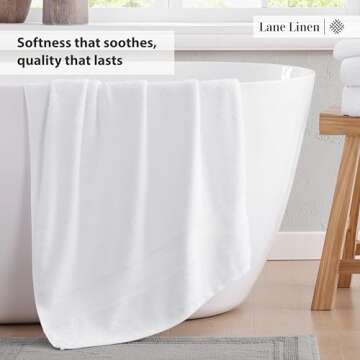 LANE LINEN Luxury Bath Towels Set - 3 Piece 100% Cotton Bathroom Towels, Quick Dry, Extra Aborbent, Super Soft Towels Set 1 Hand Towel, 1 Wash Cloths, 1 Bath Towel, White