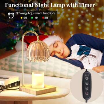 YIEELOG Candle Warmer Lamp with Timer, Dimmable Candle Melter Lamp for Small & Large Jar Candles, Top Down Electric Melting Lamp, Vintage Candle Heater Light for Scented Candles(Amber)