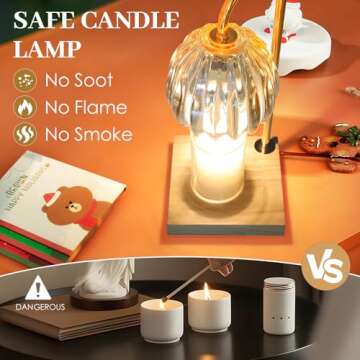 YIEELOG Candle Warmer Lamp with Timer, Dimmable Candle Melter Lamp for Small & Large Jar Candles, Top Down Electric Melting Lamp, Vintage Candle Heater Light for Scented Candles(Amber)