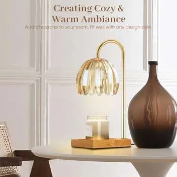 YIEELOG Candle Warmer Lamp with Timer, Dimmable Candle Melter Lamp for Small & Large Jar Candles, Top Down Electric Melting Lamp, Vintage Candle Heater Light for Scented Candles(Amber)