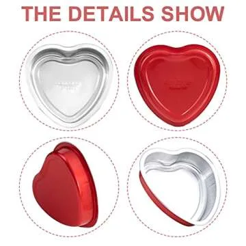 HEYYUMI Aluminum Foil Mini Heart Cake Pan, 25pcs 9oz Disposable Heart Shaped Cake Pans with Lids,Cupcake Liners Muffin Tins,Cupcake Baking Cups Ramekins Containers Red