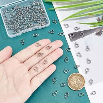 UNICRAFTALE 100pcs Column Bail Beads Stainless Steel Ring Hanger Links, Pendant Bails for Dangle Jewelry Making, 4mm Inner Diameter