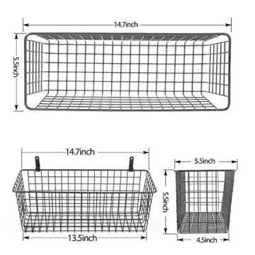 3 Set Extra Large Wall-Mounted Baskets for Storage