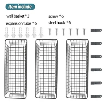 3 Set Extra Large Wall-Mounted Baskets for Storage