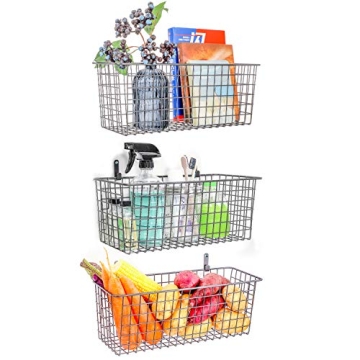 3 Set Extra Large Wall-Mounted Baskets for Storage